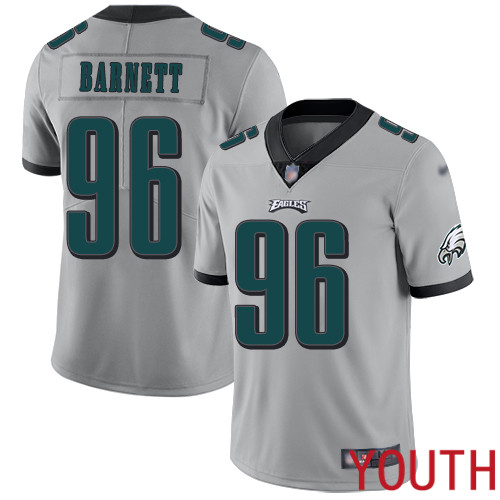 Youth Philadelphia Eagles #96 Derek Barnett Limited Silver Inverted Legend NFL Jersey Football->youth nfl jersey->Youth Jersey